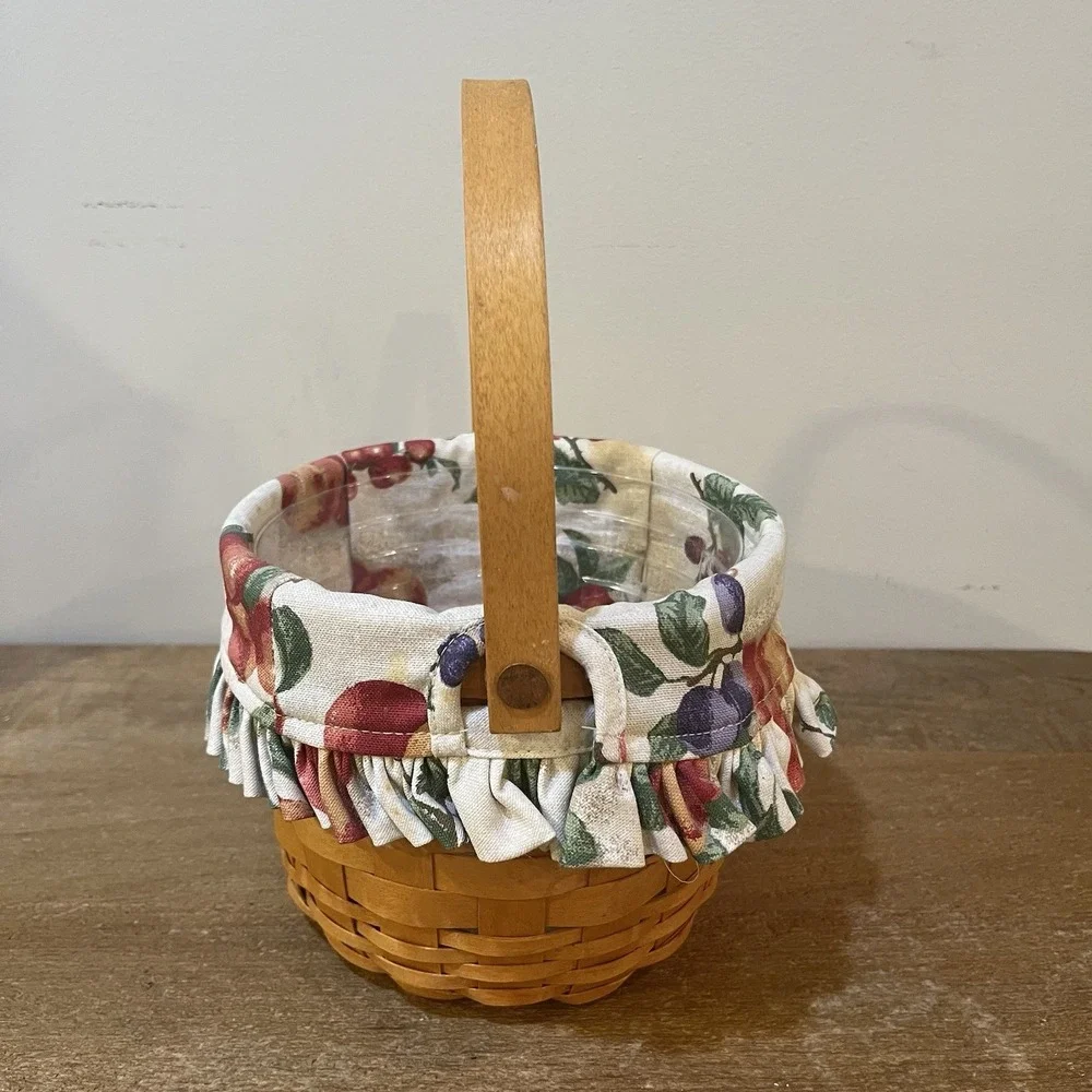 Longaberger 2000 Small Fruit Basket Fruit Medley Liner Protector Handwoven USA